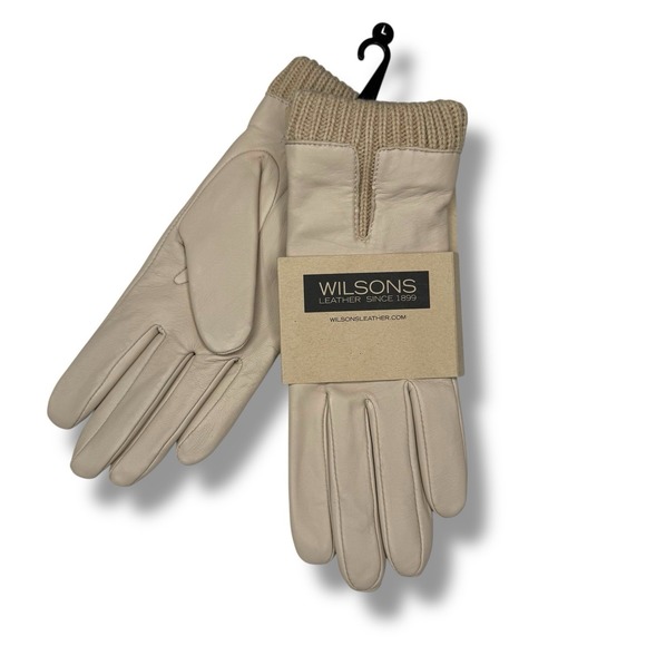 Vintage 1990s Wilsons Genuine Leather Neutral Gloves Lined Size Womens Large - Picture 1 of 4